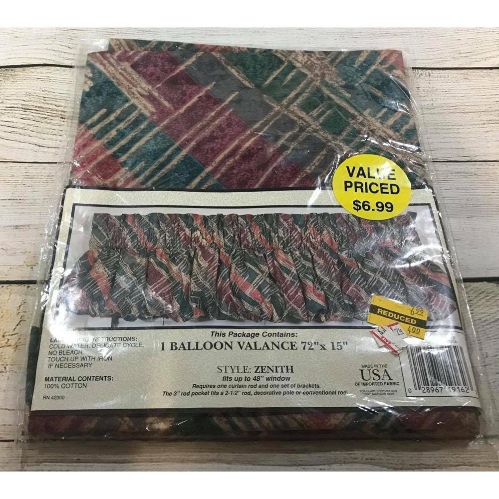 NEW Vintage Retro Green Gold Red Zenith Balloon Valance Curtains 72x15 TubP NIP